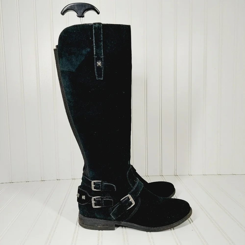 Marc Fisher Arbor Black Suede Leather Knee High Boots B637
